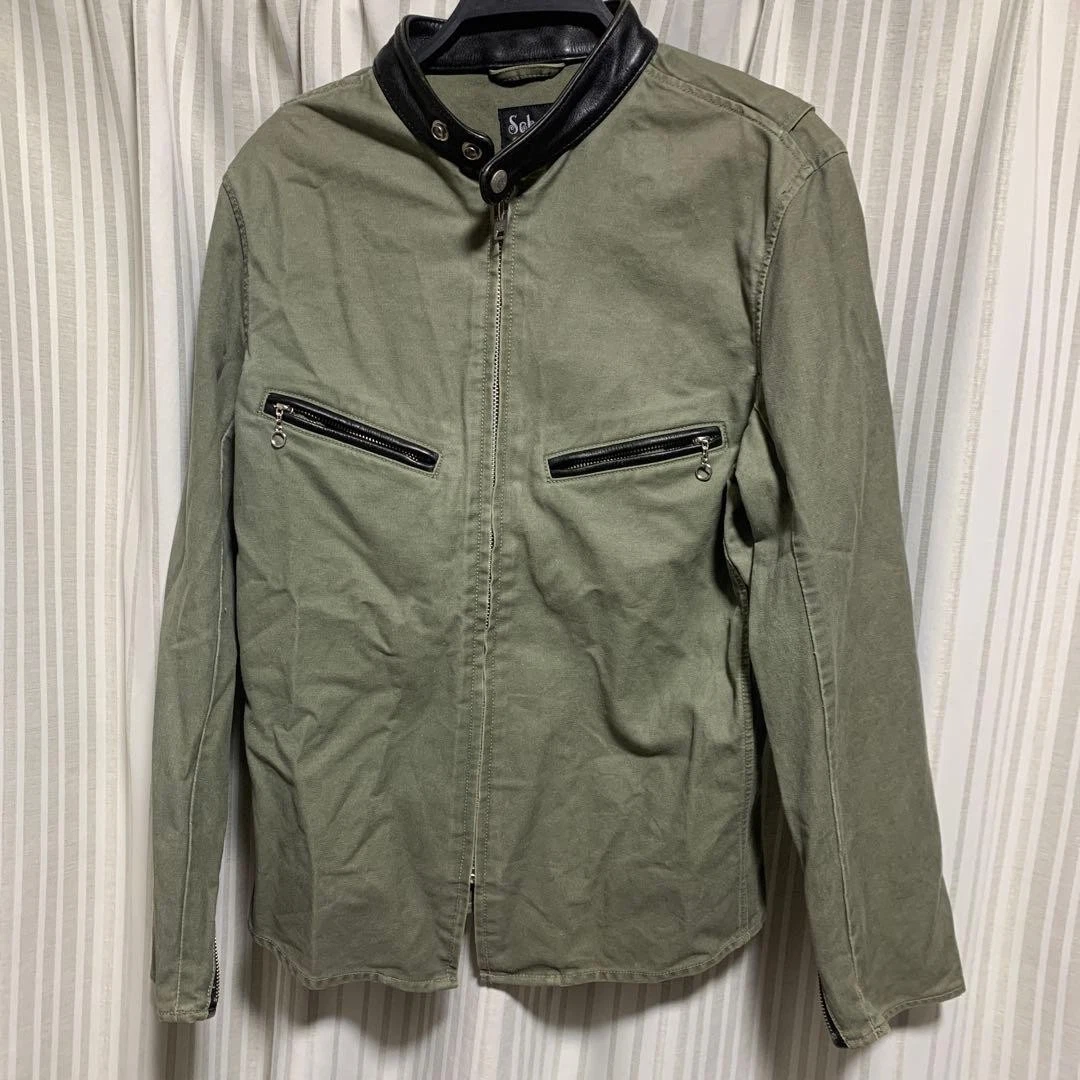Chaqueta de cuero Schott combinación de un solo jinete M con desgaste y manchas