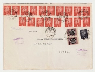 VATICAN 1948 Sc# 108 x2 C15 x18 C14 Stamps on Cover to PHILIPPINES cv$168 _mb