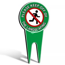 6x12 inch Metal Yard Sign Please Keep Off Landscaping Reflective Surface