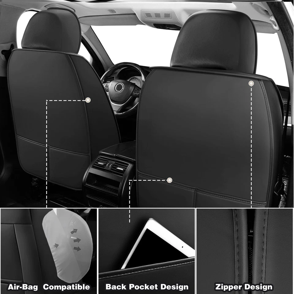For Acura TLX RDX MDX ILX TSX ZDX Car Seat Cover Leather Front Rear: 5-Seat - Image 4 of 4