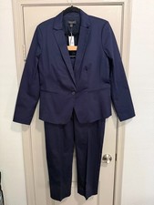 Ann Taylor NWT Women's Dark Blue Suit Set Ankle Pant Business Work Blazer Sz 10