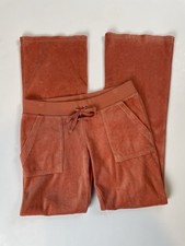 JUICY COUTURE Tracksuit PANTS Rare Peach Orange Velour Low Rise Flare Y2K Small