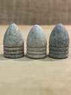 Three Dug Civil War Large Dropped 69 Caliber Bullets One Plug Base