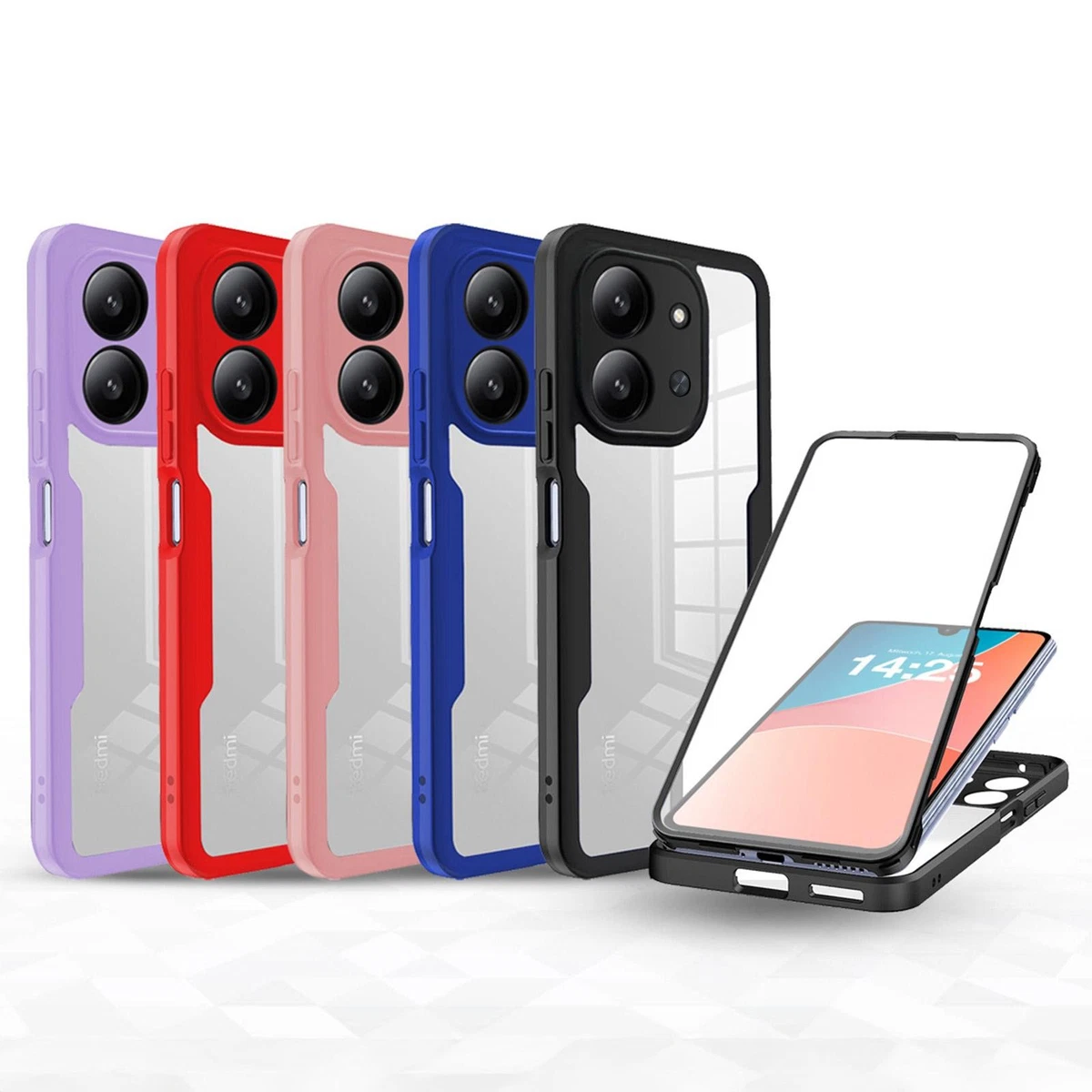 ESTH® Custodia per Xiaomi Redmi 12 4G/Redmi 12 5G con 2 Pezzi Pellicola Protettiva, 360° Rotante Staffa [Compatibile con Supporto Magnetico per Auto], Cover Paraurti PC+TPU, Blu
