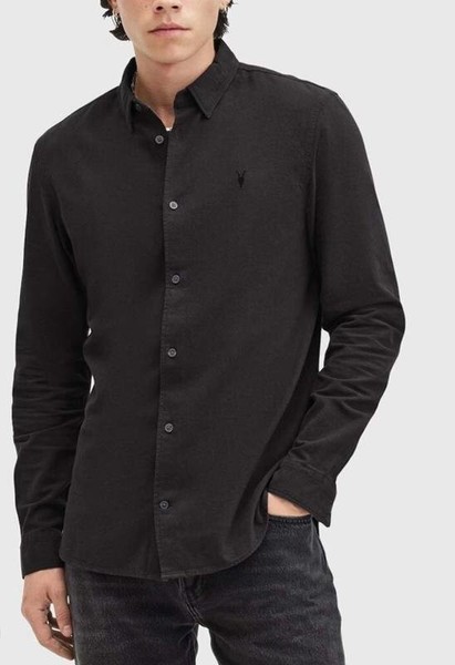 Men AllSaints Shirt Brown Cotton 34 / XS / 42 #4UGP