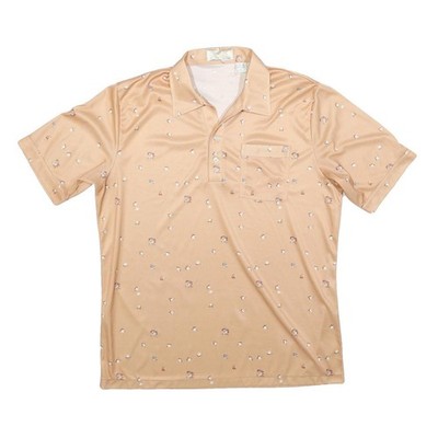CALIFORNIA STYLING Herren Polo Beige Kurzarm Blumenmuster Polyester-Mix XL