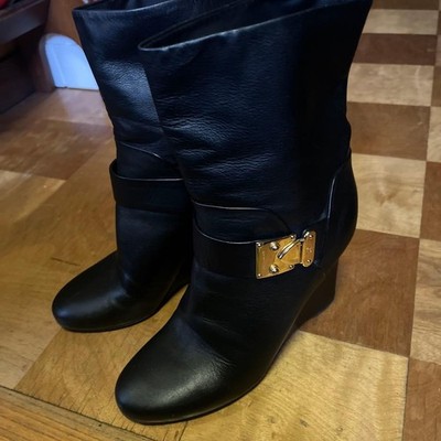 LOUIS VUITTON Booties Black Women's Size EU38/US7