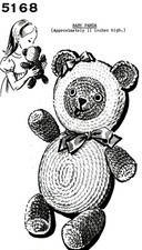 Baby Panda Bear Crochet - 11 inches - Pattern 5168 Reprint