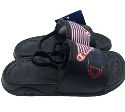 Toddler Size 10 Champion Mega Slide Dual Stripe Black/scarlet