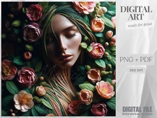 Female, Nature, Flowers, Fantasy, Mythology, Digital AI Art, Wall, Poster, Print
