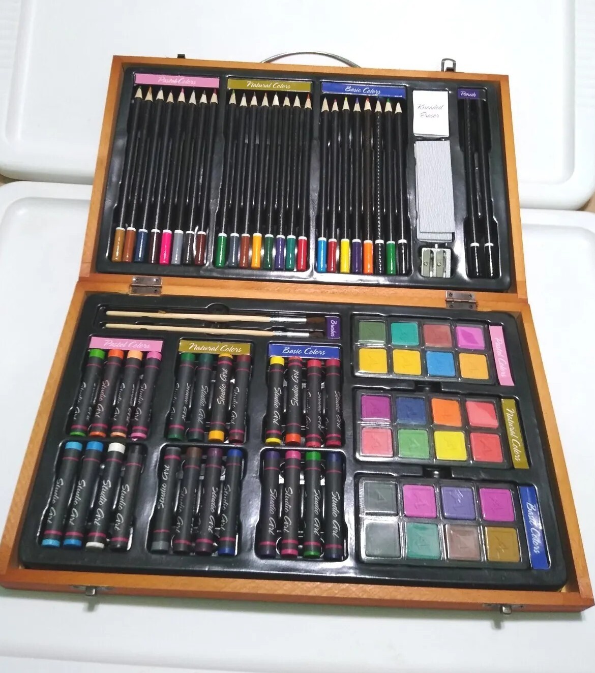 Darice Studio 71 Deluxe Art Set in Wooden Case, 80 Pieces