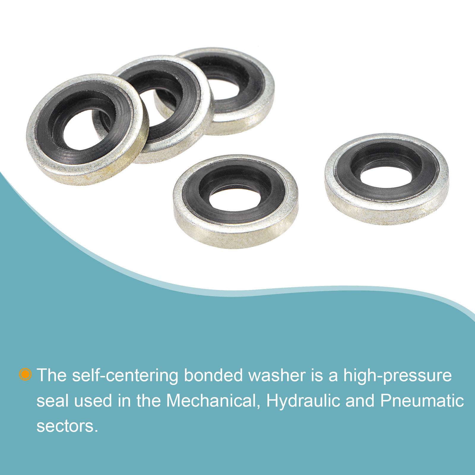 Bonded Sealing Washers M6 Carbon Steel Nitrile Rubber Gasket, Pack of 50