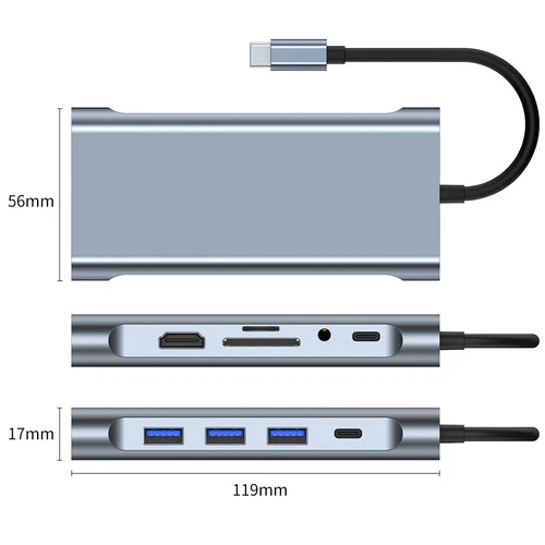 USB-Adapter, USB Typ C Hub Adapter 11 in 1 mit HDMI 4K,3.5mm Audio Ausgang RJ45 - Bild 14 von 15