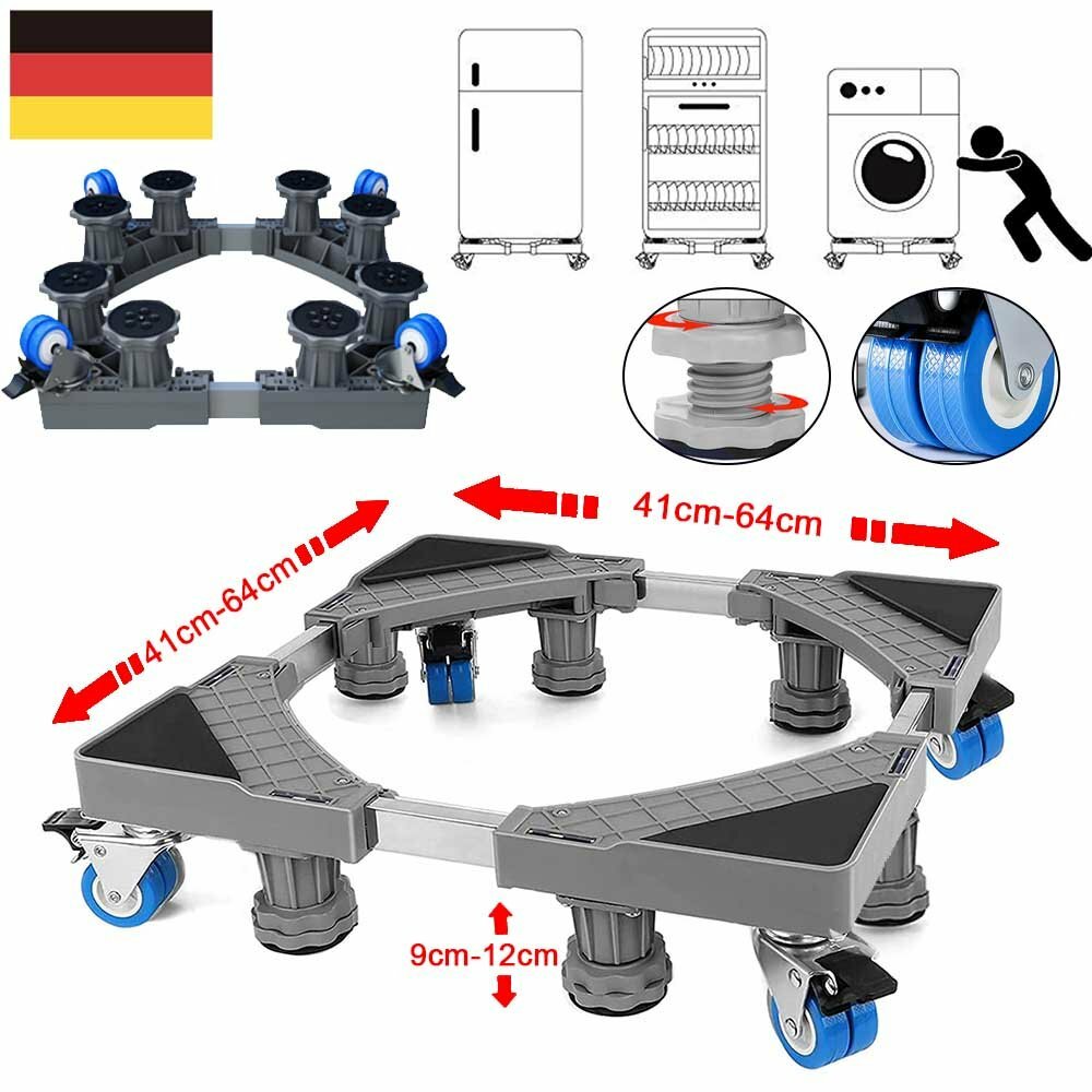 Verstellbares Waschmaschinen Untergestell 50-80cm - Transportroller Mit Hubfunktion