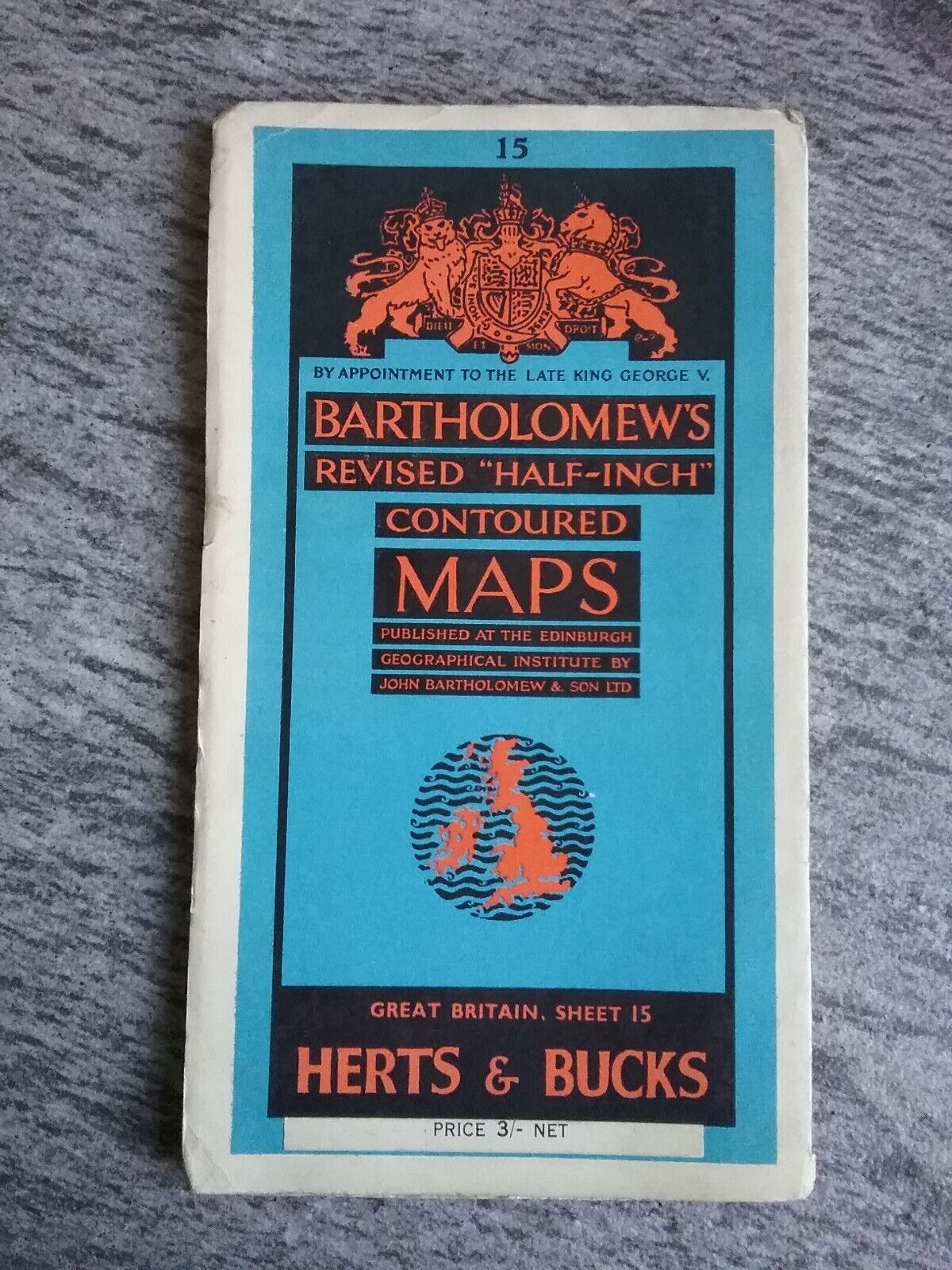  Herts & Bucks Vintage Bartholomew's Map, Revised Half-Inch Contoured, Sheet 15