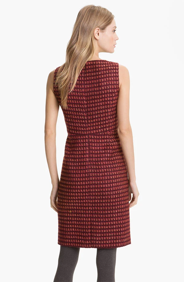 Abito tubino tweed senza maniche Tory Burch Victory prugna scura nuovo con etichette $425 6