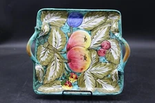 Square Ceramic Tray with Handles Fruit Motif