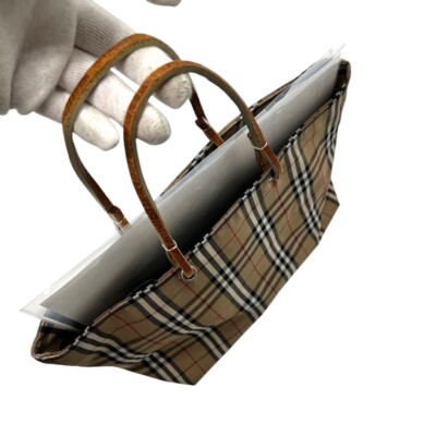 BURBERRY LONDON Nova check tote bag Canvas leather color beige