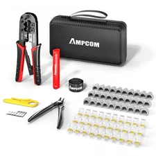 Ethernet Crimping Tool Kit 7-in-1 RJ45/RJ11 Network Tool Kit for 30pcs Cat6/C...