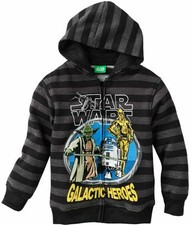 Star Wars Zip Up Hoodie Size 6 7 Small New Sweatshirt Child Yoda R2-D2 C3PO