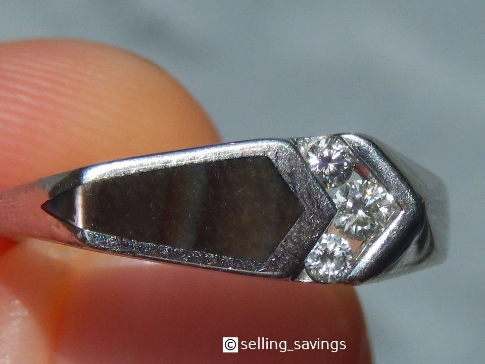 ANILLO KABANA ORO BLANCO 14K DIAMANTES TALLA 7.5, SÓLIDO PESADO Foto 3 de 4