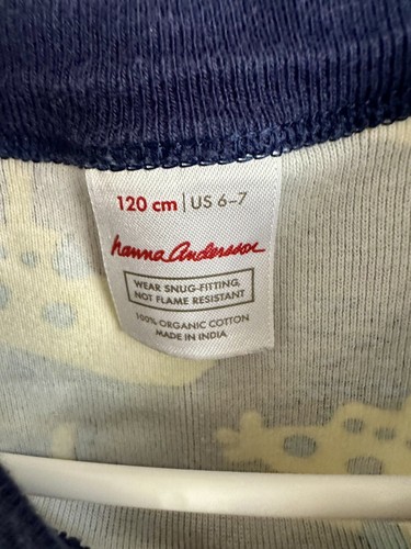 EUC Hanna Andersson Long John Pajamas SIZE 120 US 6-7 Yellow Submarine - Picture 4 of 13