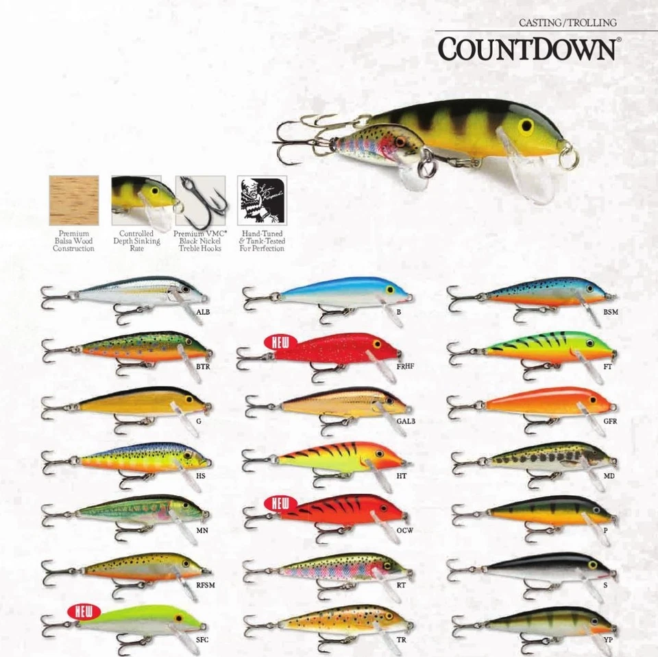 RAPALA COUNTDOWN CD 05 ARTIFICIALE TROTA VARI COLORI IN BALSA 5cm 5gr