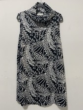 Jon & Anna Dress Women Medium Sleeveless Black White Floral Midi Boho Hippie