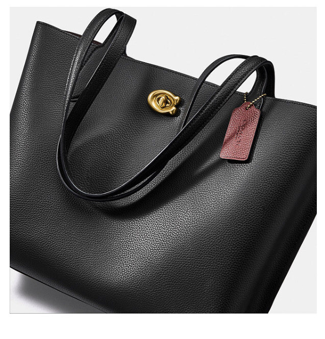 ❤️Coach Willow Brass/Black C0689 Medium Leather Tote | eBay