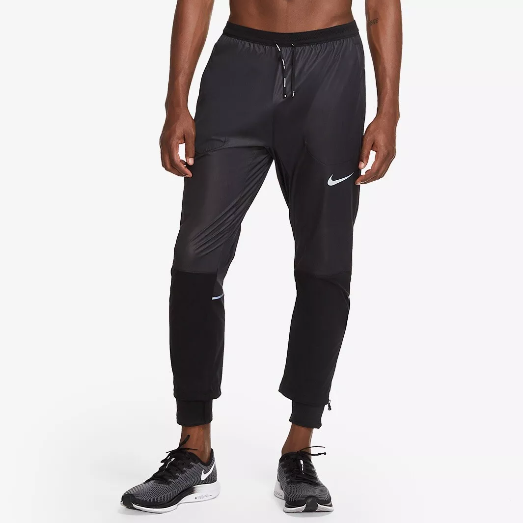 Mens Nike Swift Shield Running Pants Trousers Slim Fit Black Reflective Sz  Large