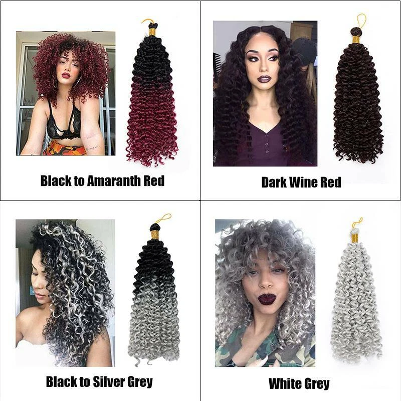 EUA tranças de onda de água torção crochê extensões de cabelo ombre como humano encaracolado - Imagem 2 de 4