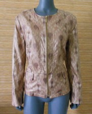 CHICOS Jacket Gold Colorwash Zipper Zip Down Chic Fitted Linen Blend 2 10/12
