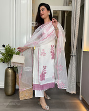 Elegant Floral Embroidered Suit Set with Dupatta Traditional Indian Ethnic Wear