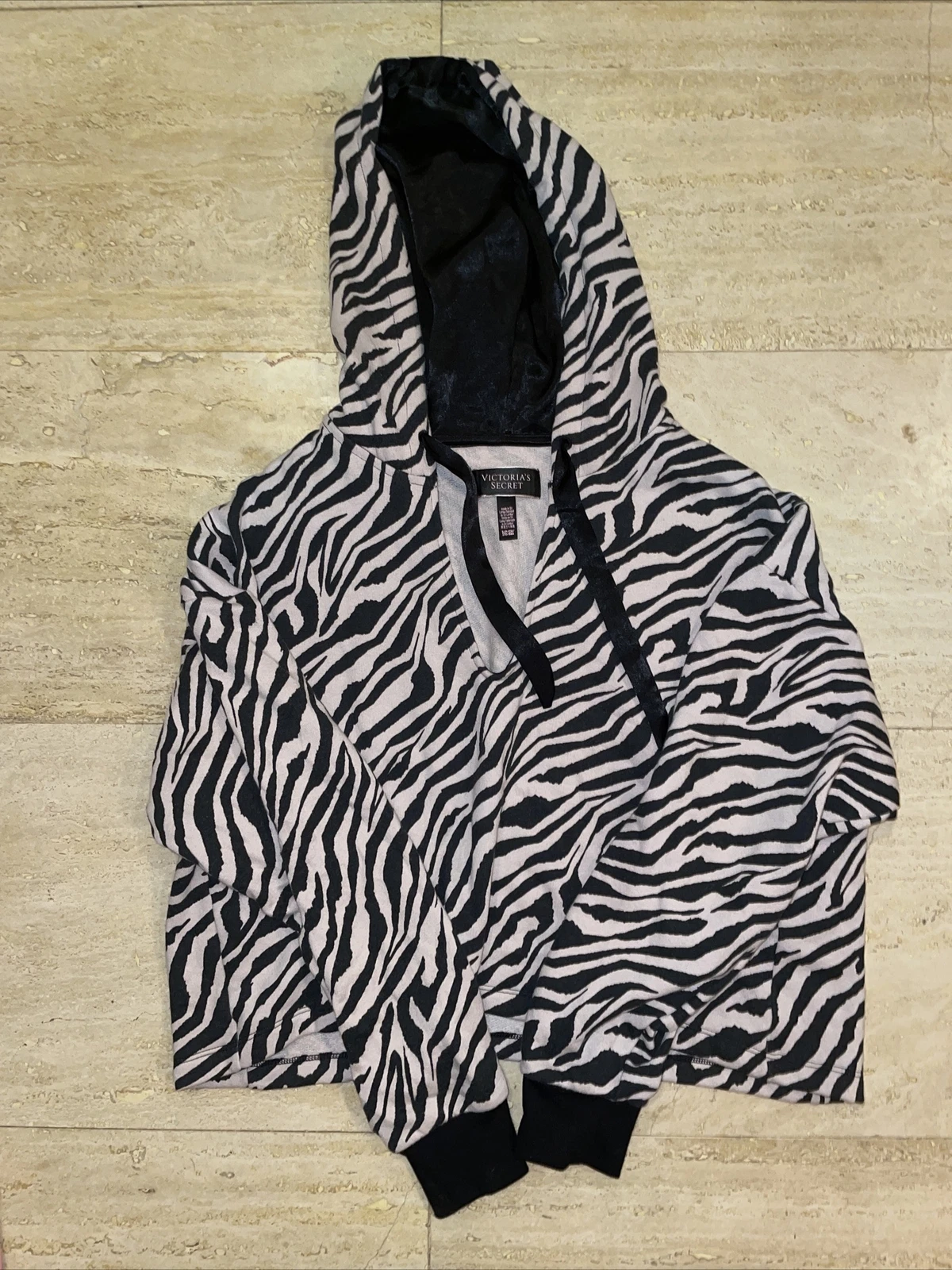 UNDERCOVER Victoria's Secret Lounge Crop Felpa con Cappuccio Zebra Sciolta Donna Small