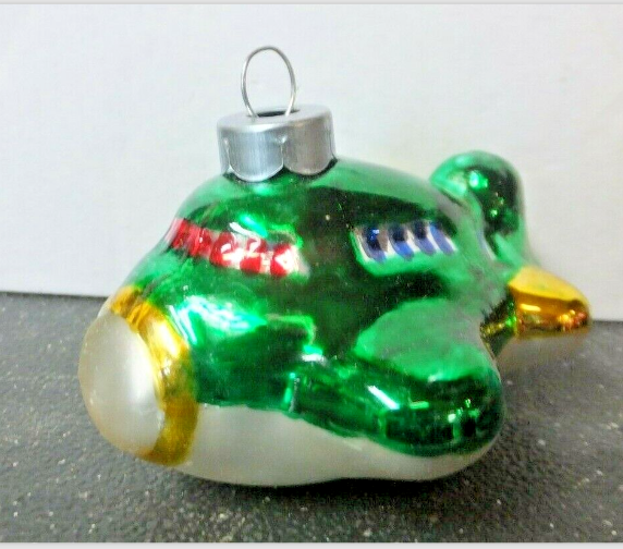 8 VINTAGE GLASS CHRISTMAS TREE ORNAMENTS, Santa Claus, Airplane