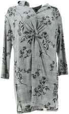 Attitudes by Renee Printed Twist Front Collared Tunic-Black-Medium-NEW-A344073