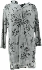 Attitudes by Renee Printed Twist Front Collared Tunic-Black-Medium-NEW-A344073