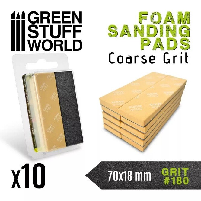 Green Stuff World GSW10768 - Foam Sanding Pads 180 Grit - New