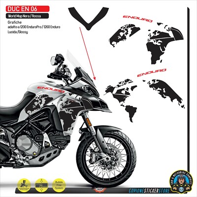 DUCATI MULTISTRADA Enduro World Map Matte Red Fairing Side Sticker Set EN06