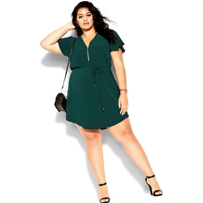 CITY CHIC Sweet Fling Dress in Jade Green Plus Sz 18 *missing String Tie*