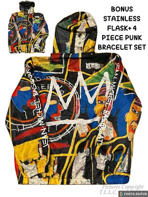 NWT ALL OVER ARTWORK ''LIBERTI'' JEAN-MICHEL BASQUIAT JACKET WINDBREAKER-S=S+BONUS