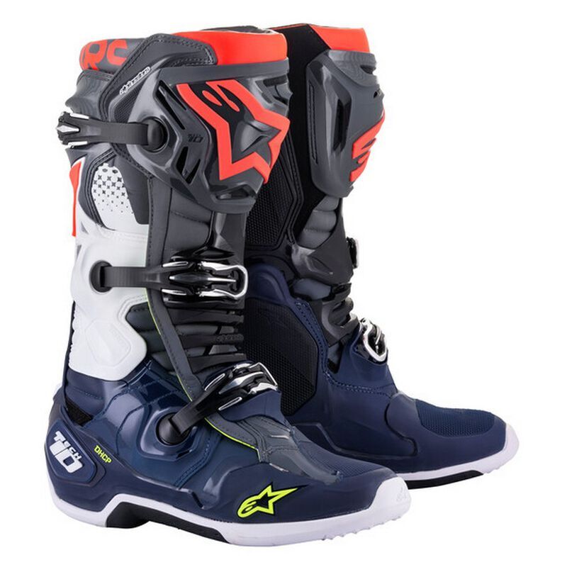Stiefel Mann Alpinestars Tech 10 Grau Blau Rot Moto-Cross Enduro