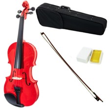Sky Red Color 4/4 Full Size Violin Fiddle w Case Brazilwood Bow and Rosin