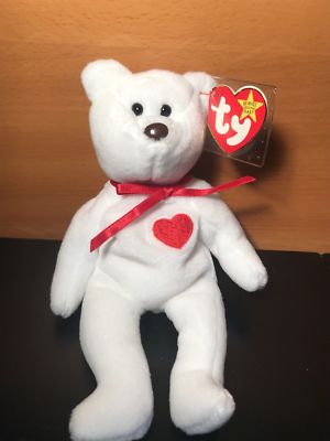 TY BEANIE BABY VALENTINO BEAR BLACK EYES BROWN NOSE RARE RETIRED WITH ERRORS | eBay