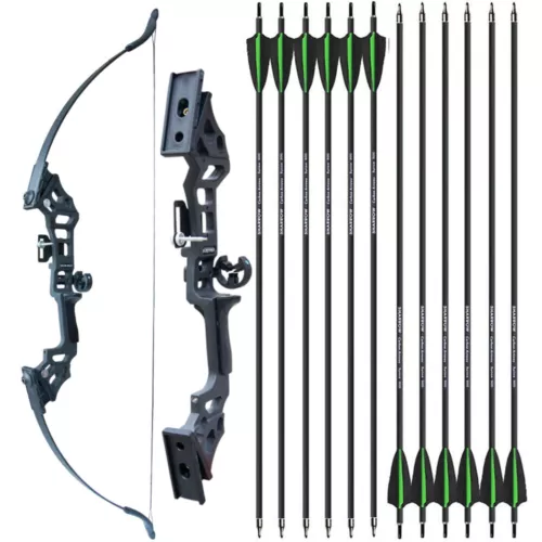 51“ 50lbs Recurve Bow Set Hunting Carbon Arrow Quiver Hunting Archery Takedown - Picture 2 of 18