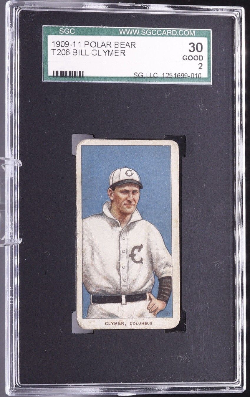 1909-11 T206 Bill Clymer POLAR BEAR Back SGC 2 GOOD Rare Tobacco Vintage