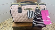Betsey Johnson Pink Quilted Bow Satchel Crossbody Bag Heart Pattern
