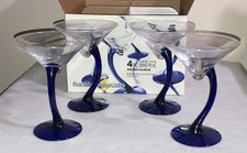 Set of 4 Libbey Cobalt Blue Swerve 6  Stemwar...