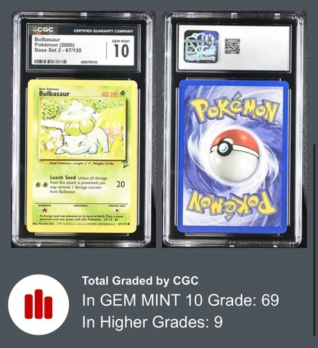 Bulbasaur 67/130 Base Set 2 Regular 2000 CGC 10 GEM MINT