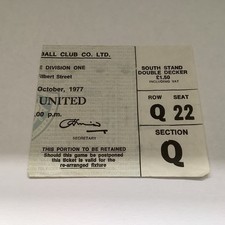 LEICESTER CITY V LEEDS UNITED FOOTBALL LEAGUE DIVISION 1 MATCH TICKET 29/10/1977